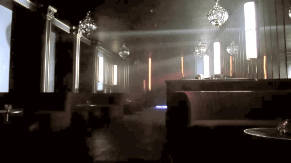 A lit function space at night